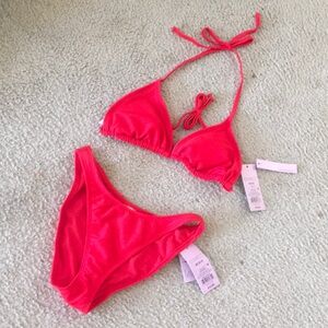 WILD FABLE/RED TEXTURED RIBBED BIKINI SET/ NWT